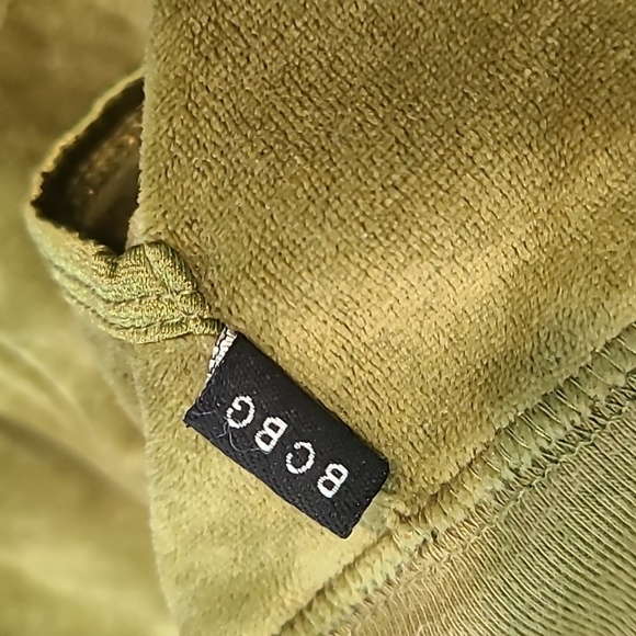 BCBG Y2K Track Jacket Size XL Green Satin Velvet Velour Full Zip Embroidered - Picture 4 of 11